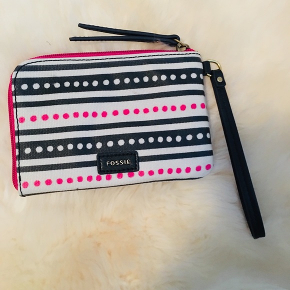 Fossil Handbags - Fossil Pink and Black Polka Dot Wristlet